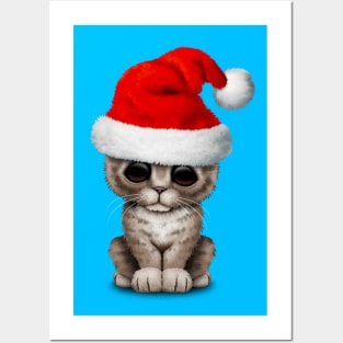 Baby Kitten Wearing a Santa Hat Posters and Art